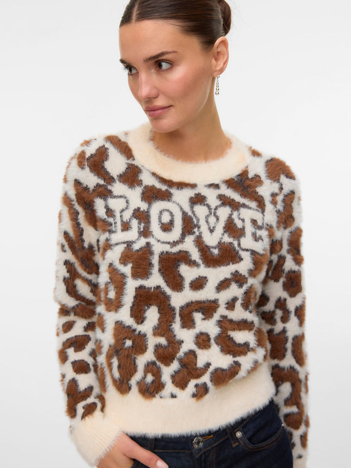 VERO MODA 10331525 jungle trui dames ecru dessin