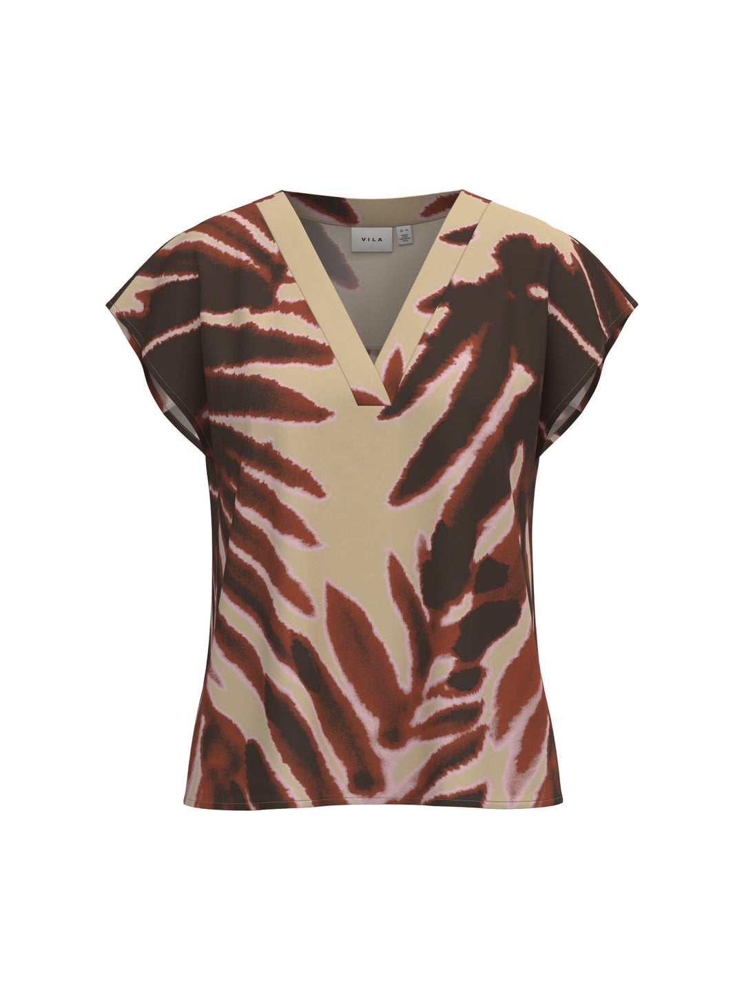 Vila 14105470 t-shirt k/m dames bruin dessin