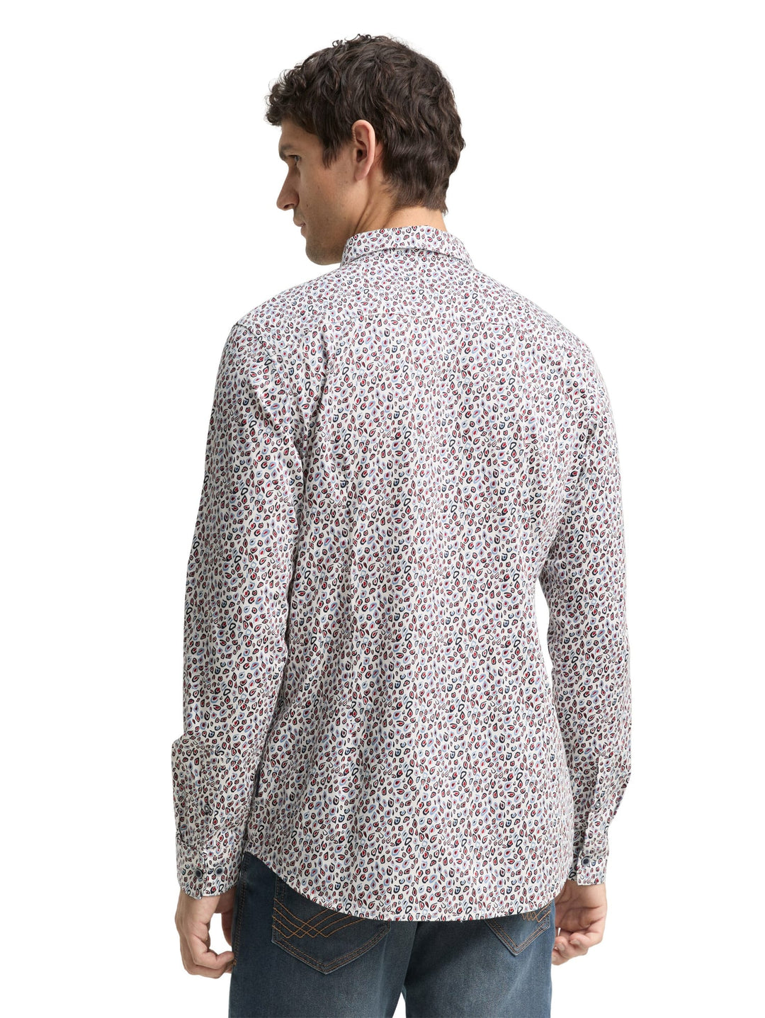 Tom Tailor 1048430 overhemd l/m heren – wit dessin