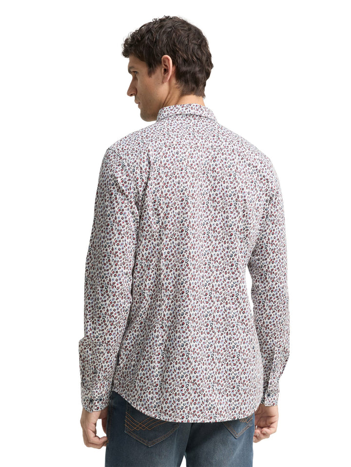 Tom Tailor 1048430 overhemd l/m heren – wit dessin