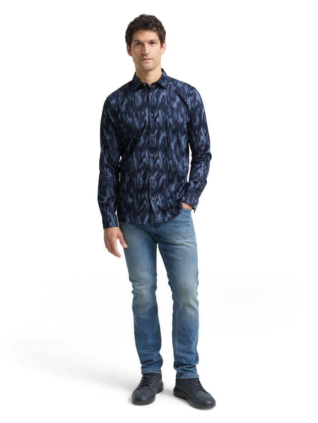 Tom Tailor overhemd l/m blauw dessin – heren