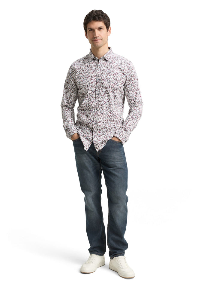 Tom Tailor 1048430 overhemd l/m heren – wit dessin