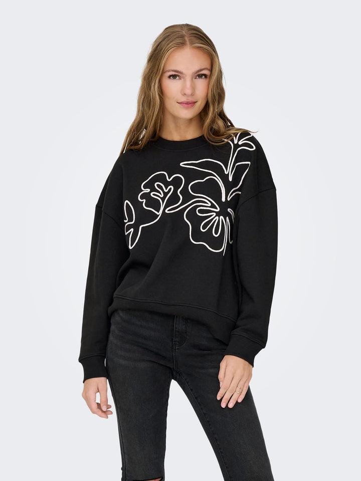 Jacqueline de Yong Canoa sweater dames zwart dessin