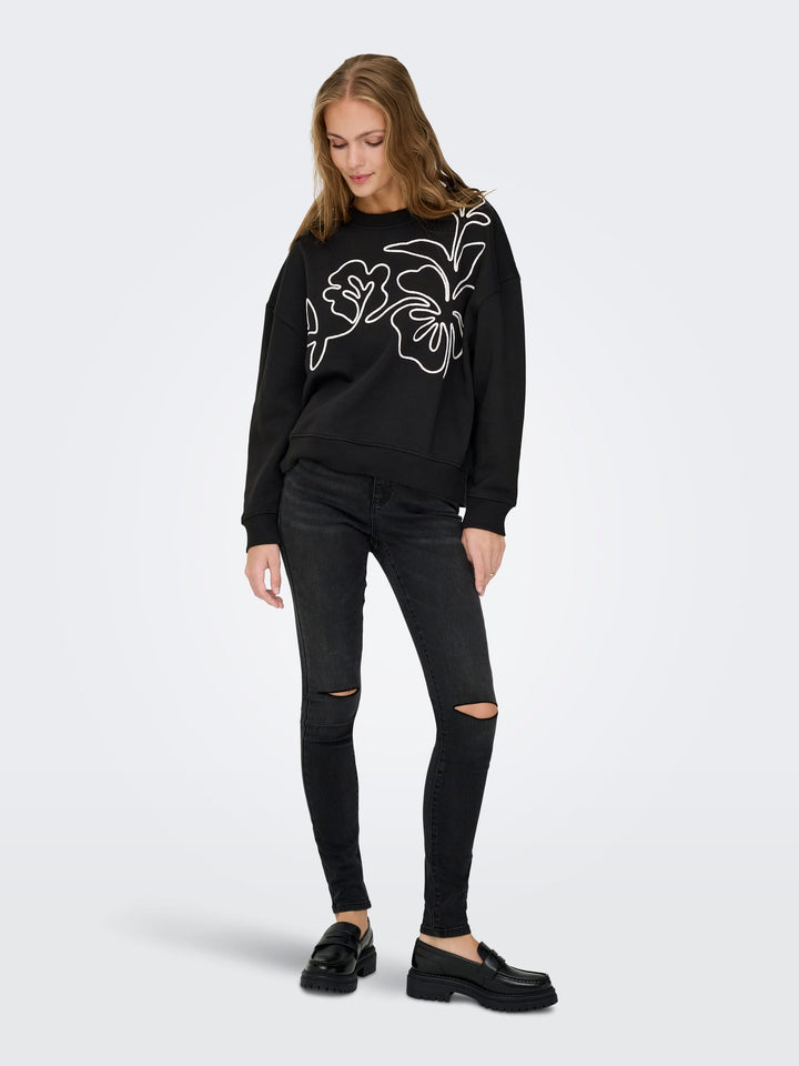 Jacqueline de Yong 15352987 Canoa sweater zwart dessin
