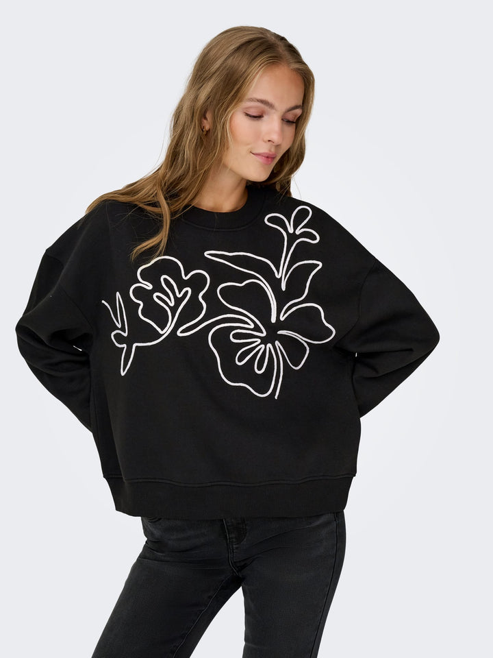 Jacqueline de Yong Canoa sweater dames zwart dessin