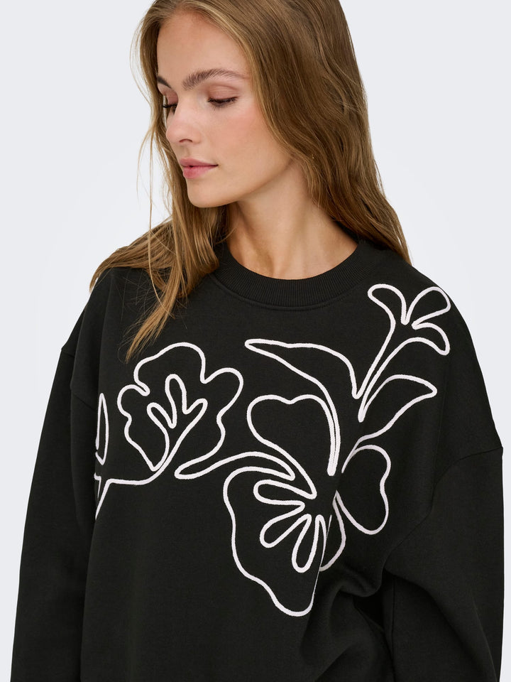 Jacqueline de Yong Canoa sweater dames zwart dessin