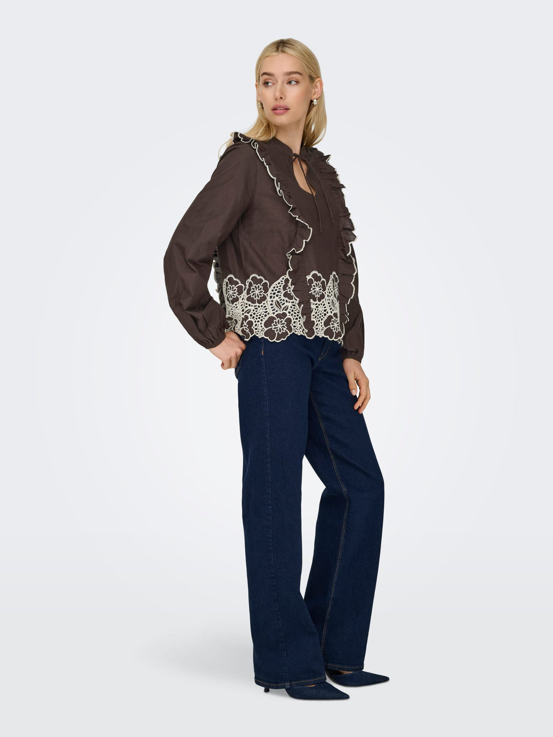 Jacqueline de Yong blouse l/m dames bruin dessin