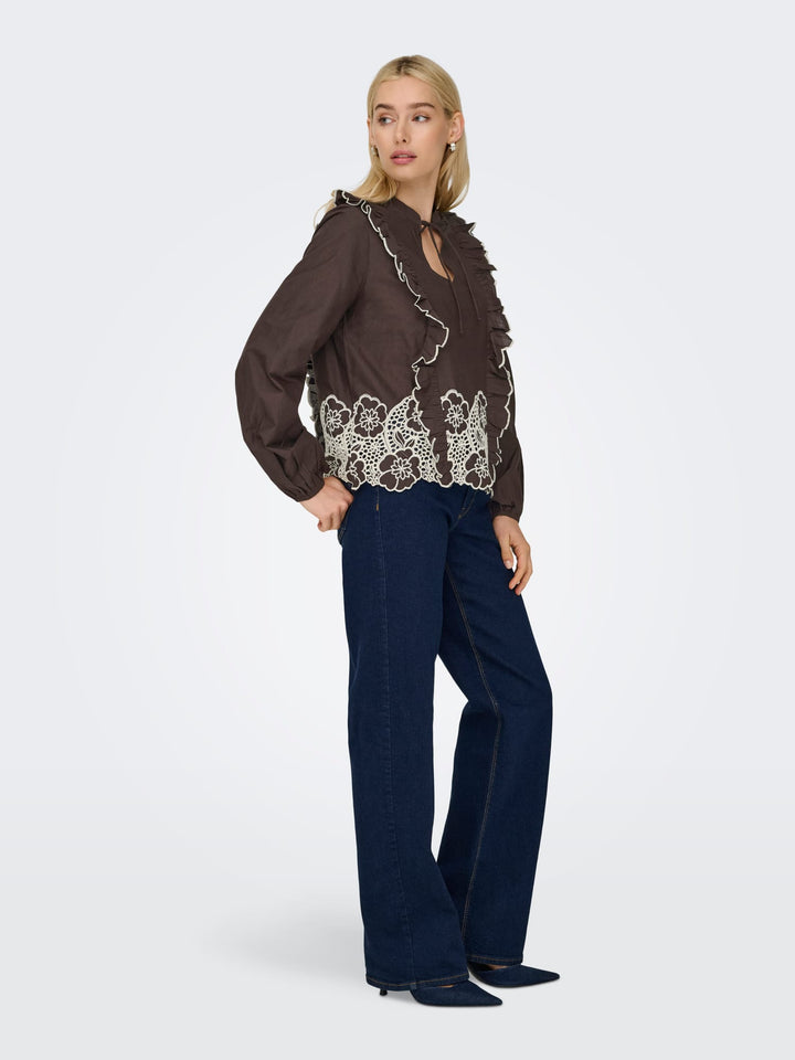 Jacqueline de Yong blouse l/m dames bruin dessin