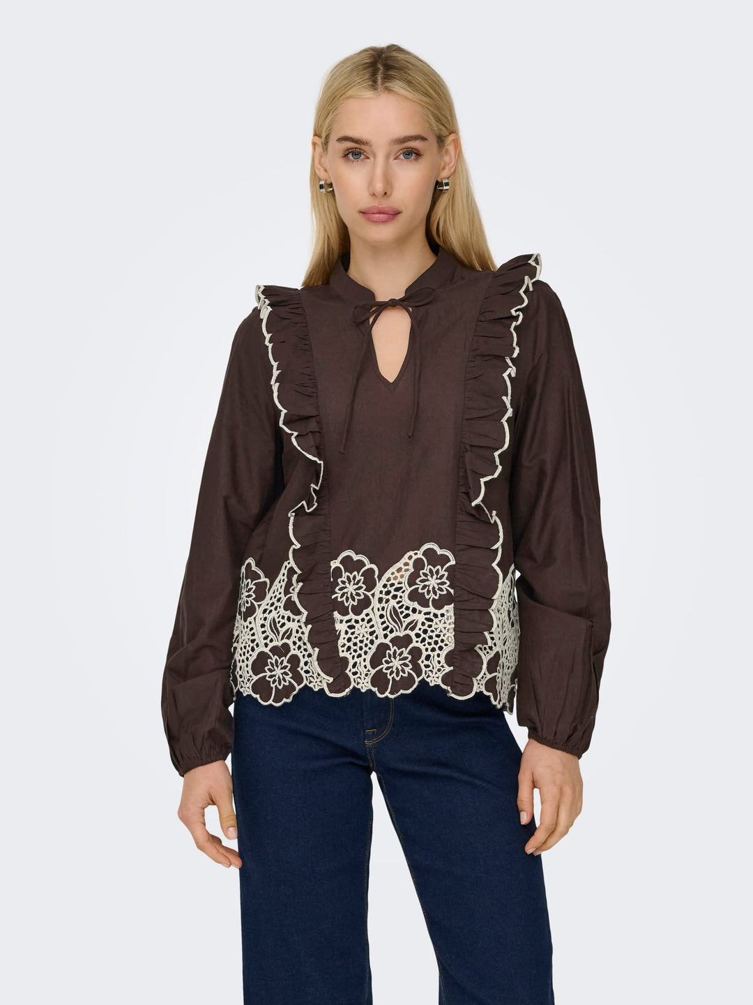 Jacqueline de Yong blouse l/m dames bruin dessin