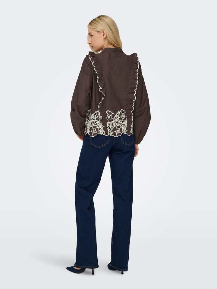jacqueline de yong 15372241 blouse l/m bruin dessin