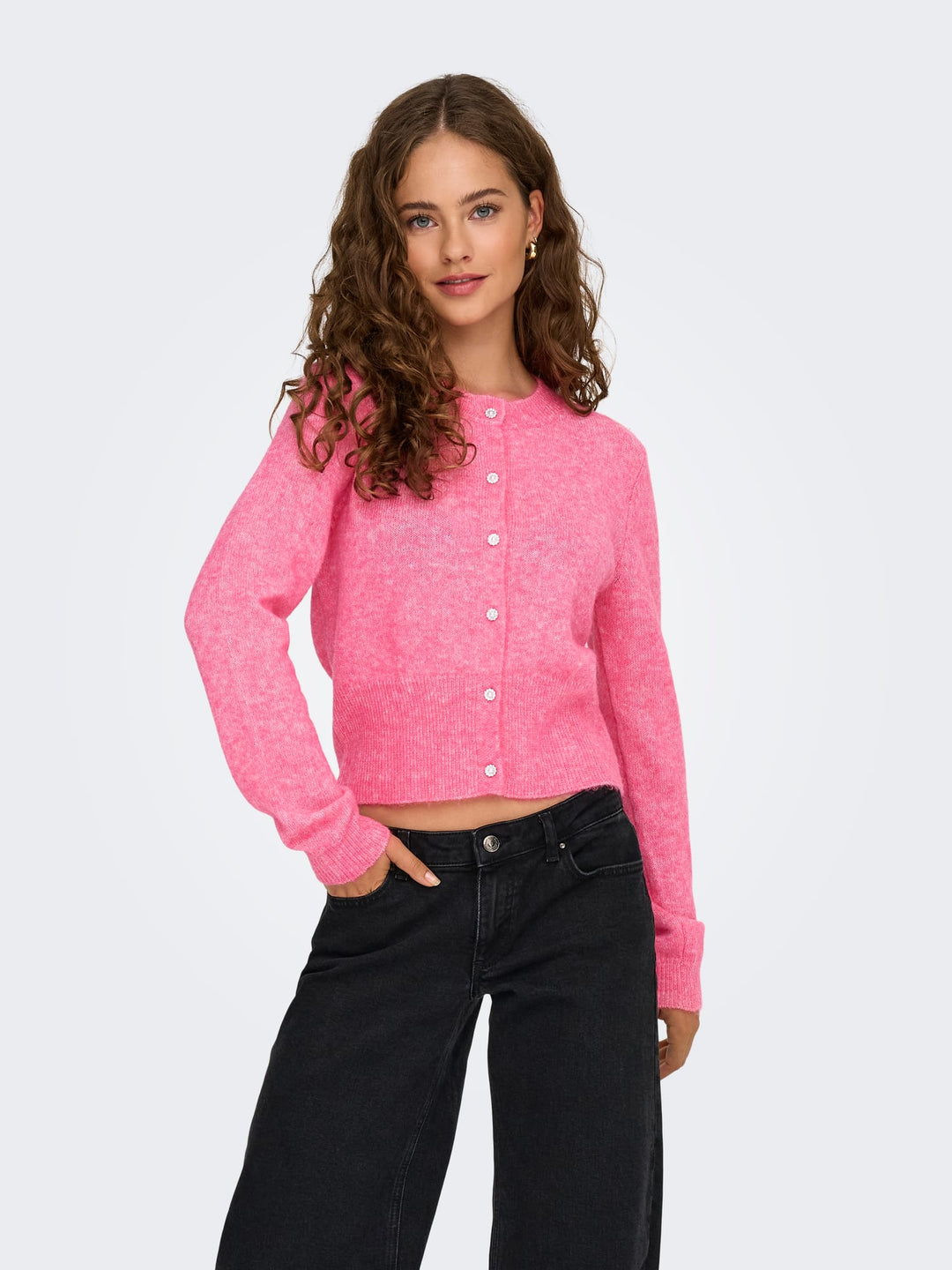 Only 15358548 Havanna vest gebreid dames roze