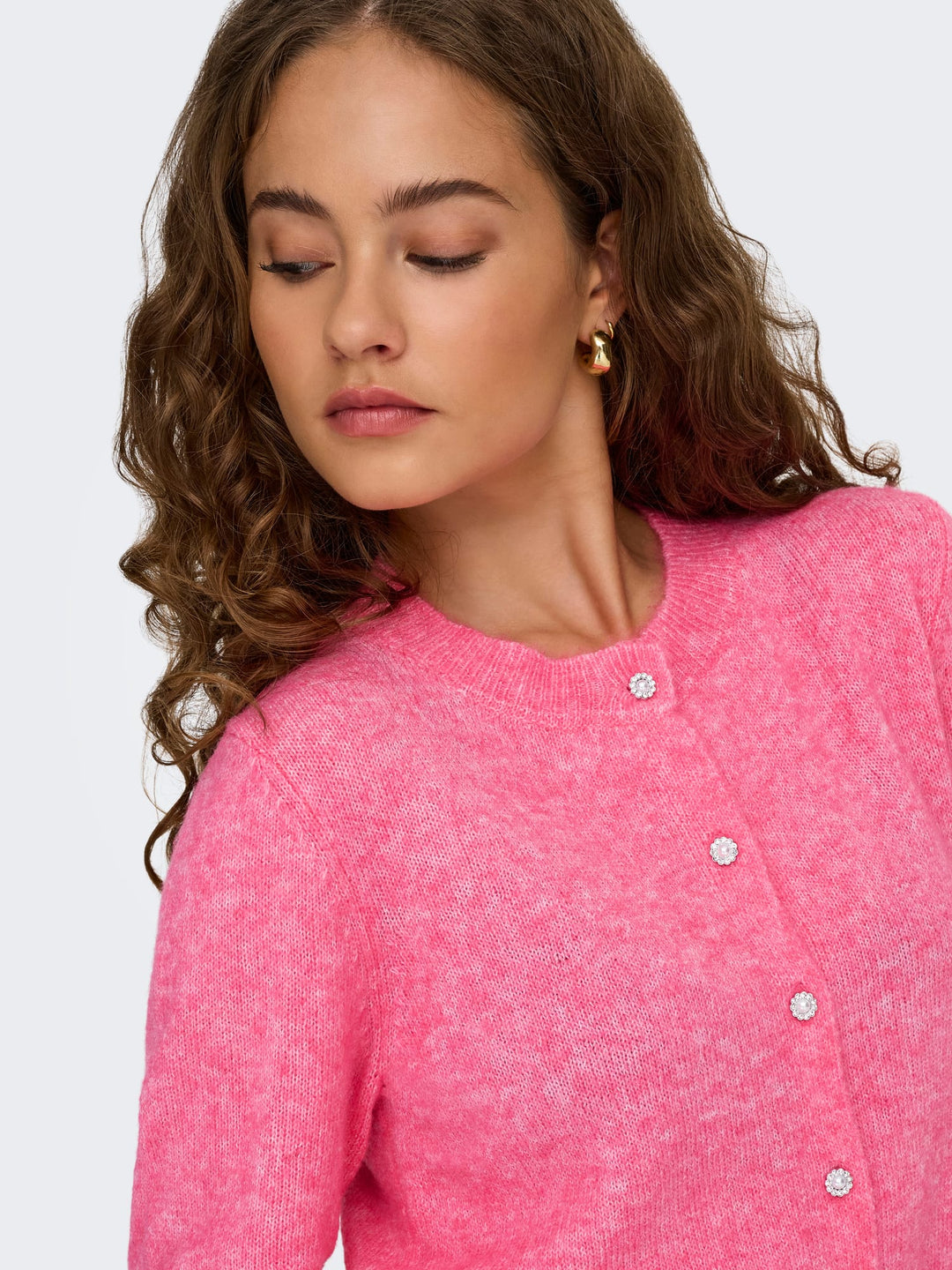 Only 15358548 Havanna vest gebreid dames roze