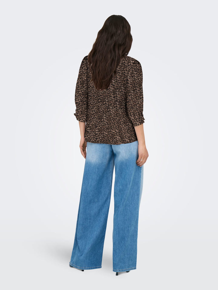 Only blouse k/m dames bruin dessin – Raya