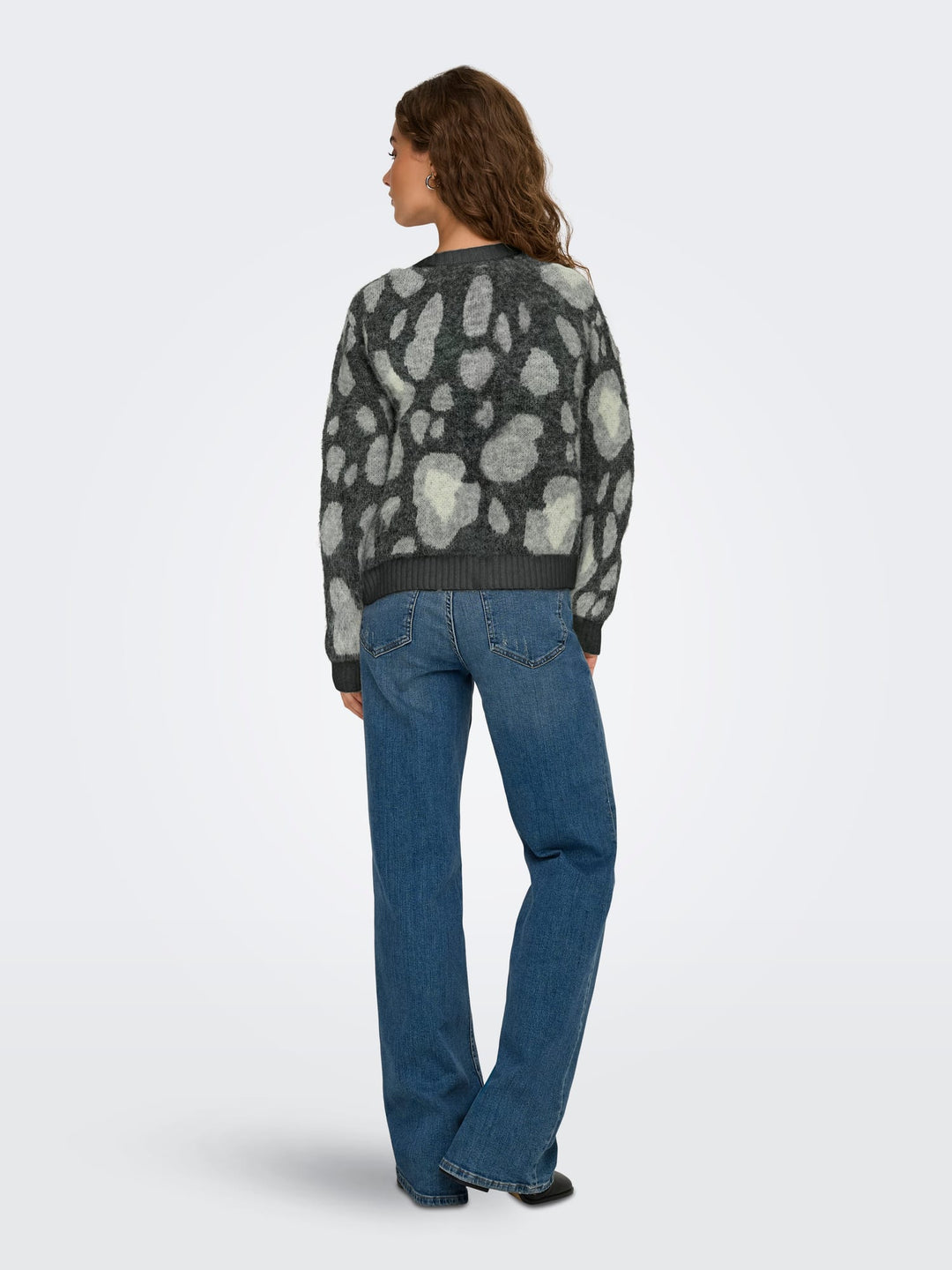 Only Edelie vest gebreid dames – grijs dessin