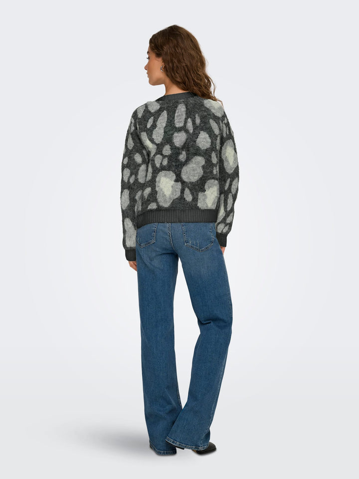 Only Edelie vest gebreid dames – grijs dessin
