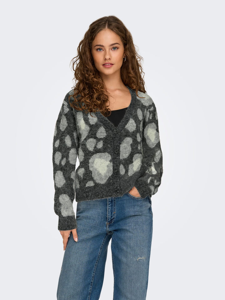 Only Edelie vest gebreid dames – grijs dessin