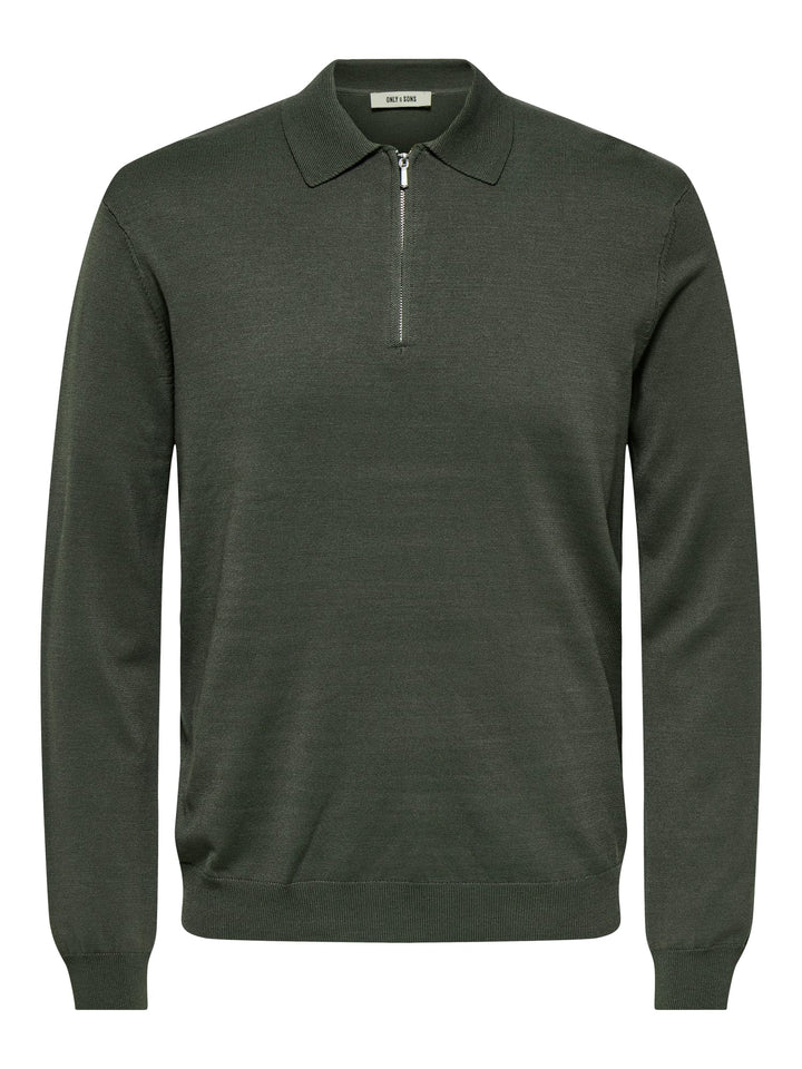 ONLY & SONS ONSWYLER REG HALF ZIP POLO KNIT – heren trui - Army