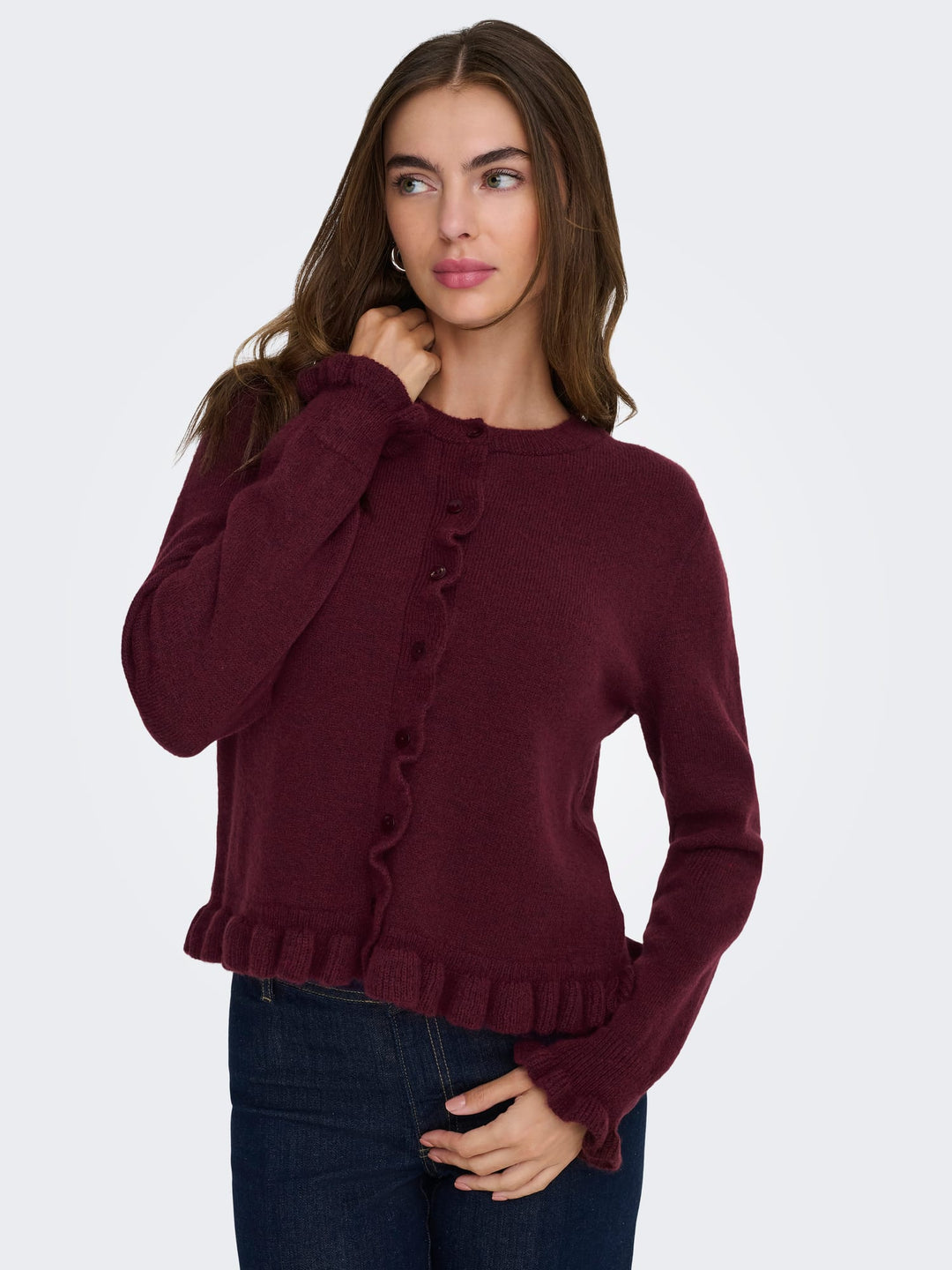 jacqueline de yong 15363485 Letty vest gebreid bordeaux