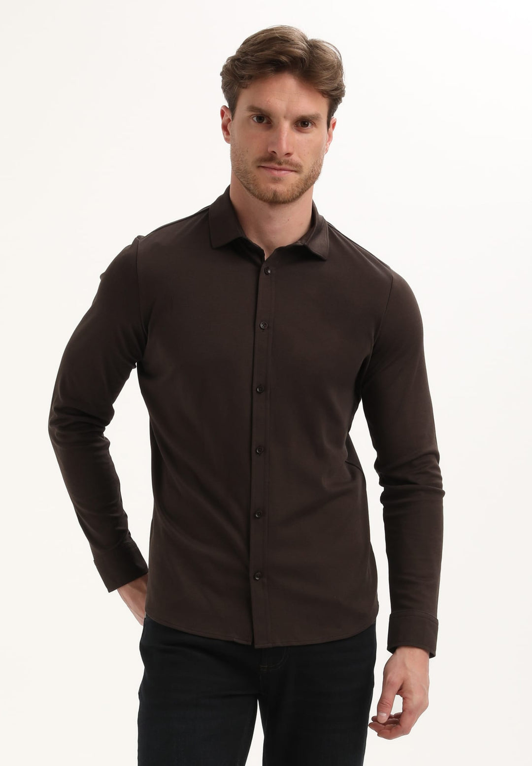 Gabbiano men 333510 overhemd bruin – heren
