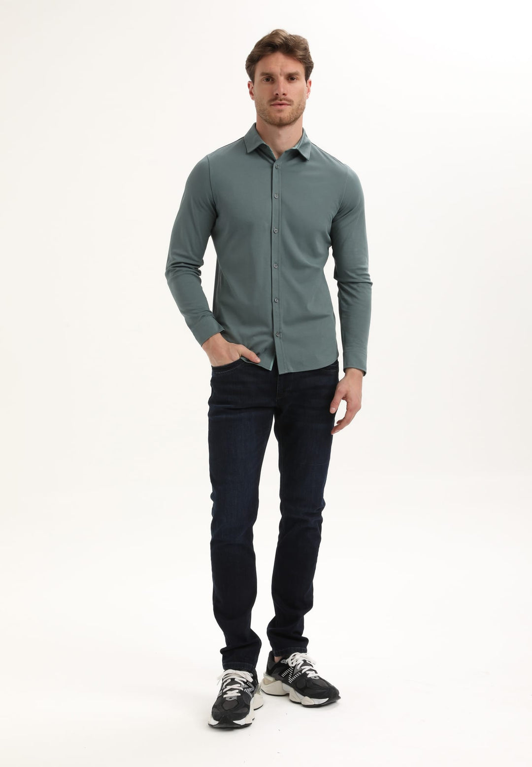 Gabbiano men overhemd l/m blauw – heren