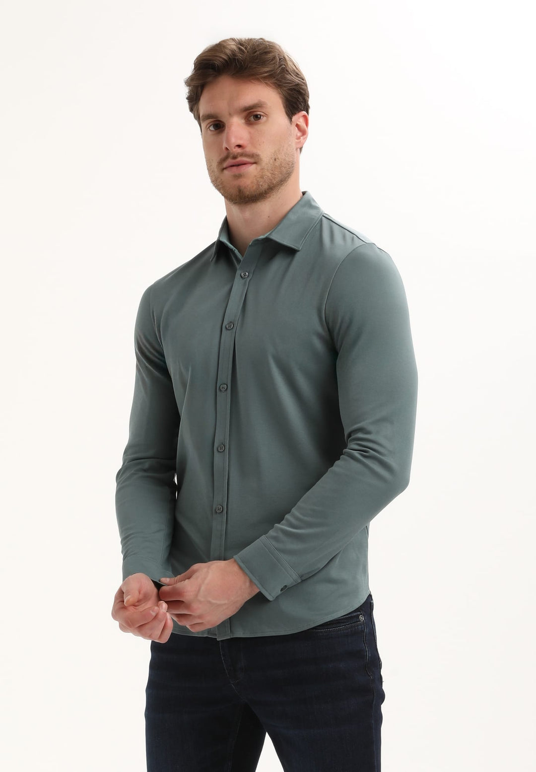 Gabbiano men 333510 overhemd l/m blauw – heren