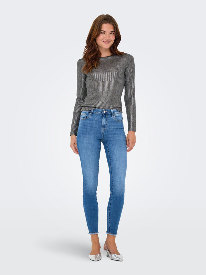 Only ONLMIRINDA L/S O-NECK TOP – dames top grijs dessin