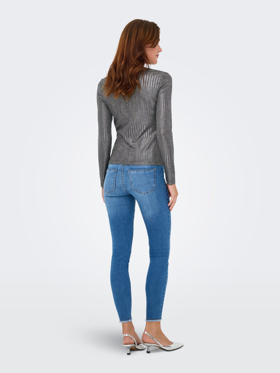 Only ONLMIRINDA L/S O-NECK TOP – dames top grijs dessin