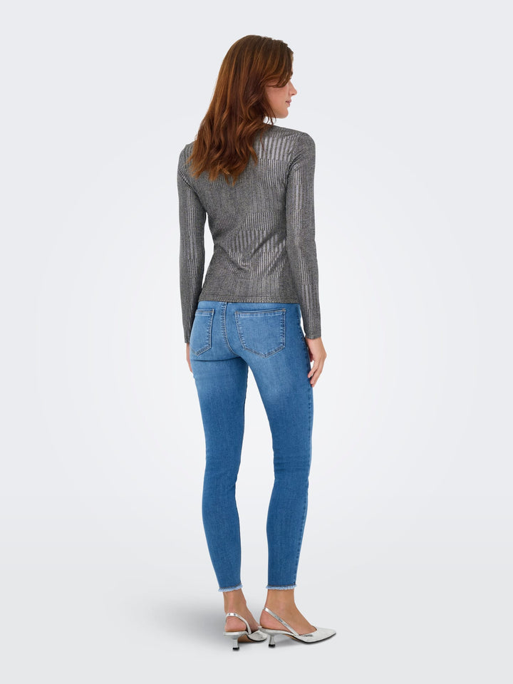 Only ONLMIRINDA L/S O-NECK TOP – dames top grijs dessin