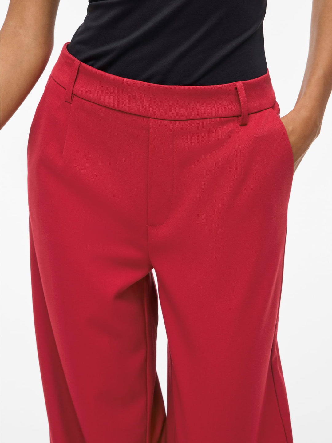 Vila VIVARONE HW WIDE PANT - Broek met wijde pijpen - Rood