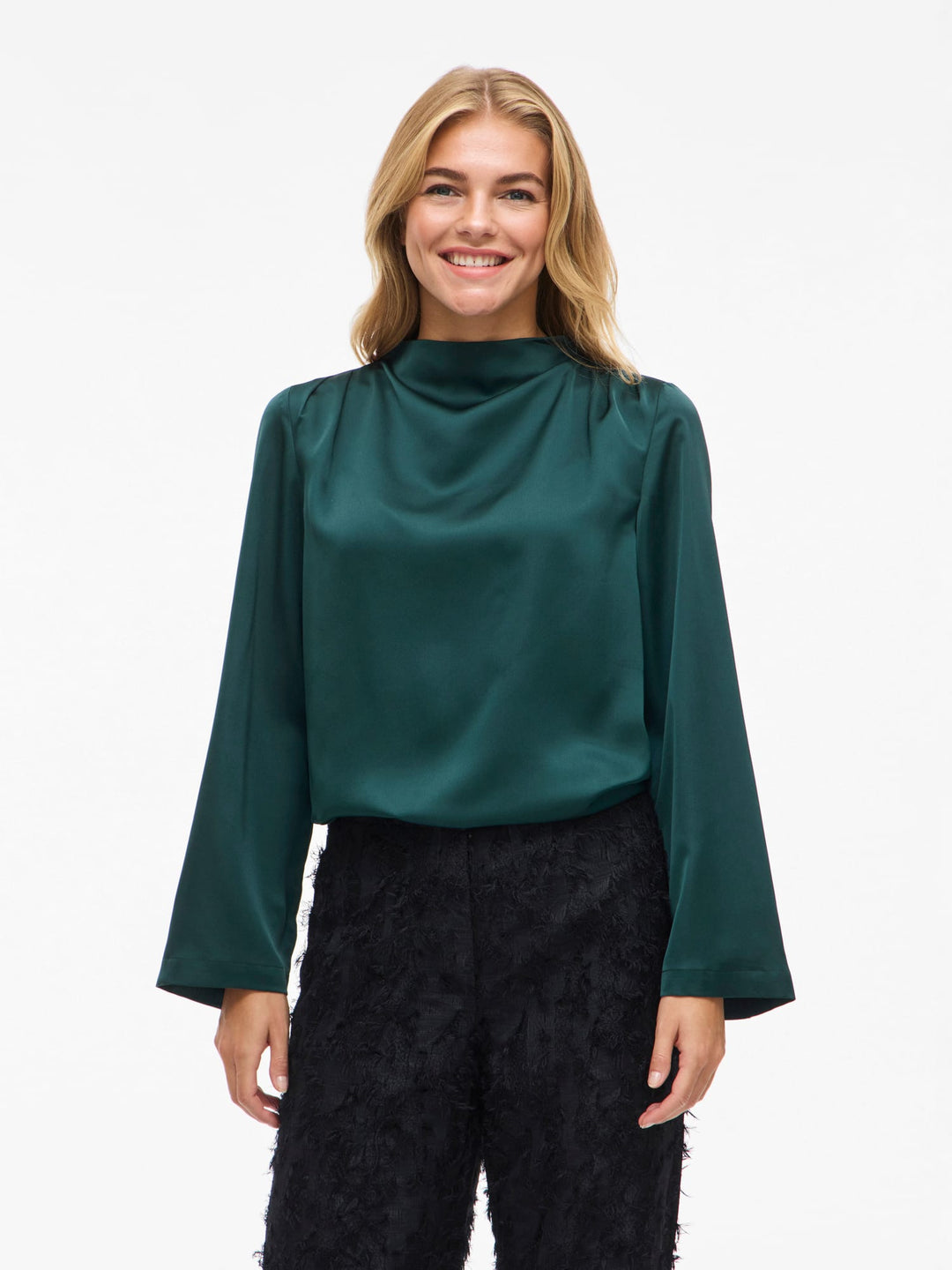 Vila 14102733 Lutto blouse donkergroen – dames