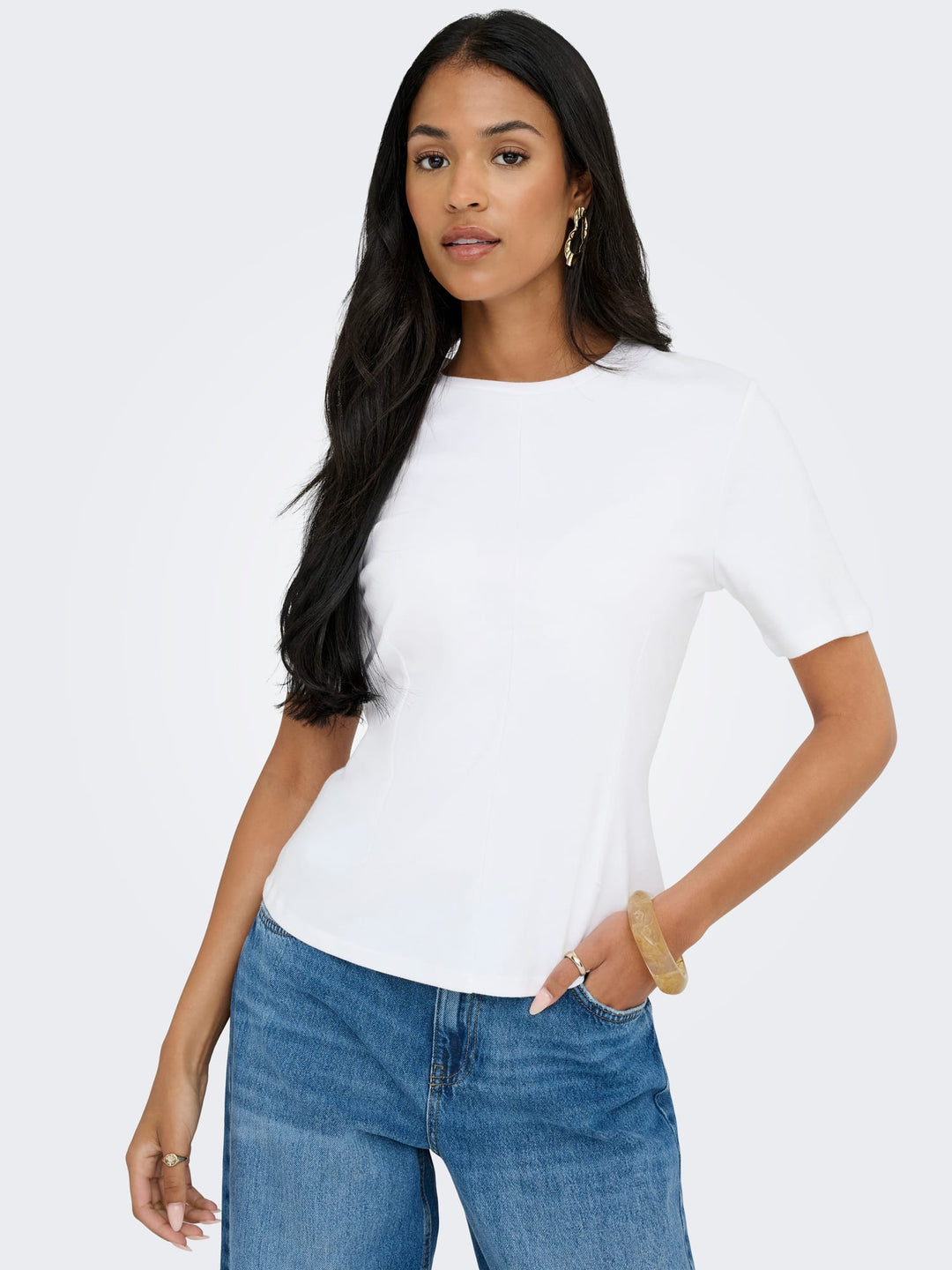 Jacqueline de Yong JDYEVA S/S TOP JRS wit – dames t-shirt