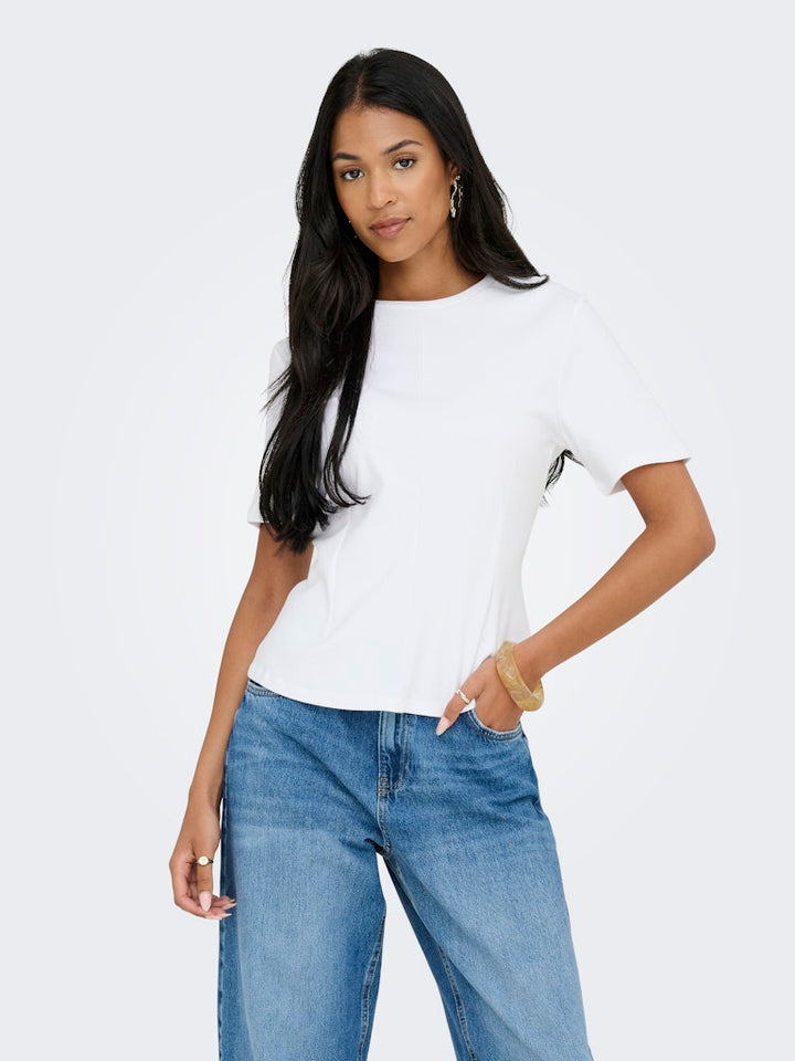 Jacqueline de Yong JDYEVA S/S TOP JRS wit – dames t-shirt