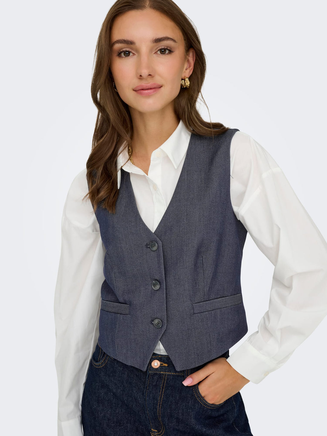 Jacqueline de Yong 15358634 Anthony gilet blauw dessin