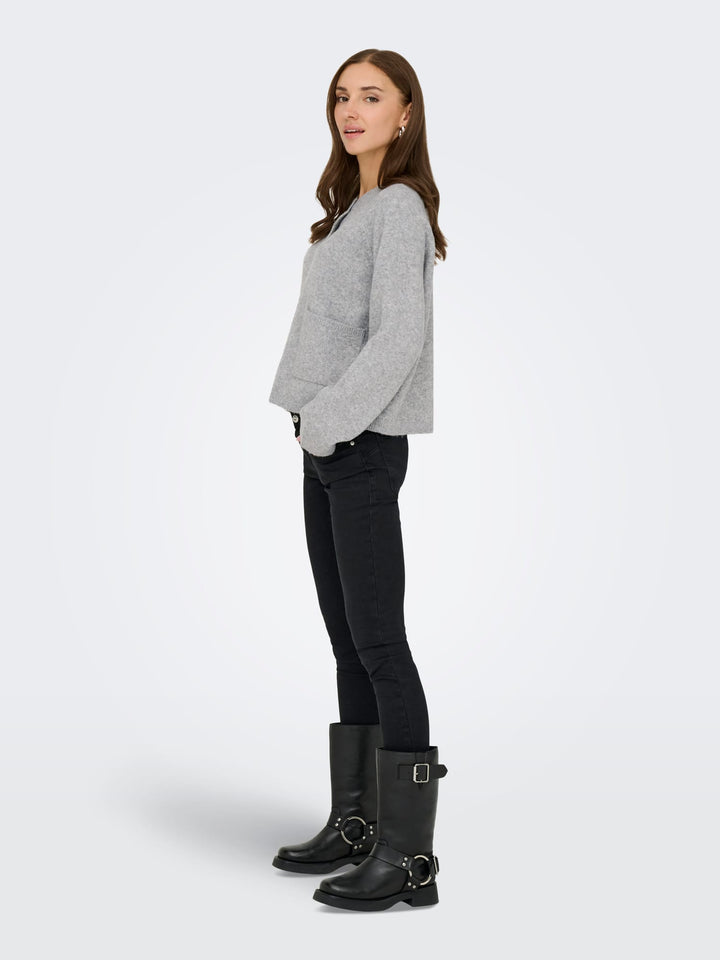 Only 15344118 Piemonte vest gebreid dames grijs melee
