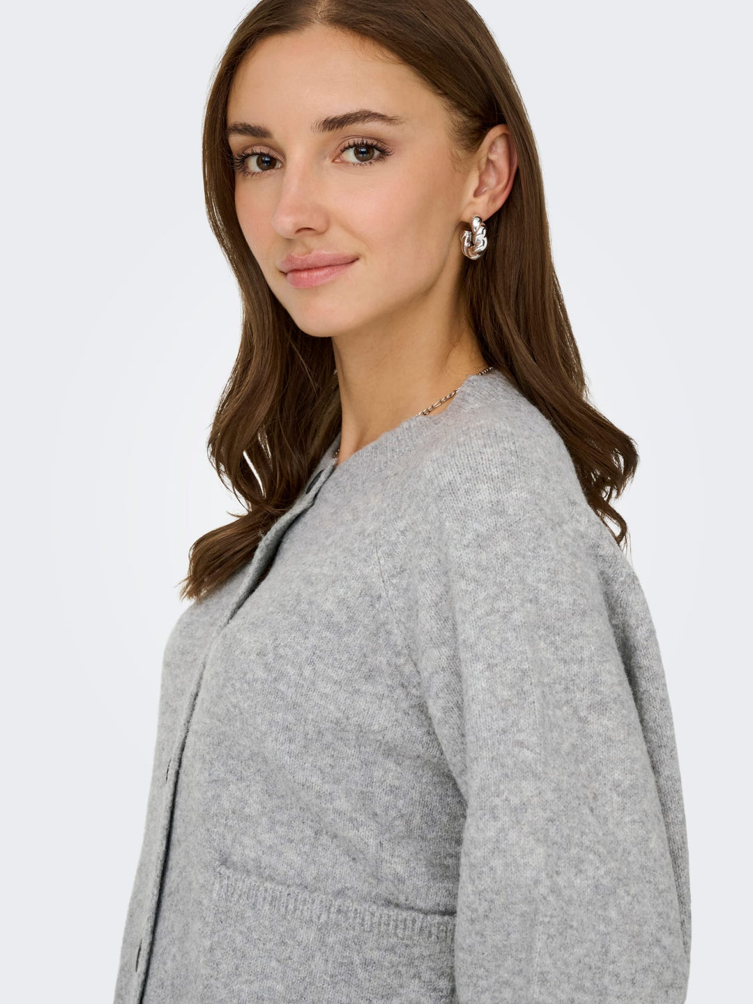 Only 15344118 Piemonte vest gebreid dames grijs melee
