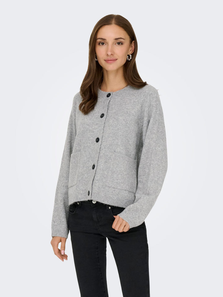 Only 15344118 Piemonte vest gebreid dames grijs melee