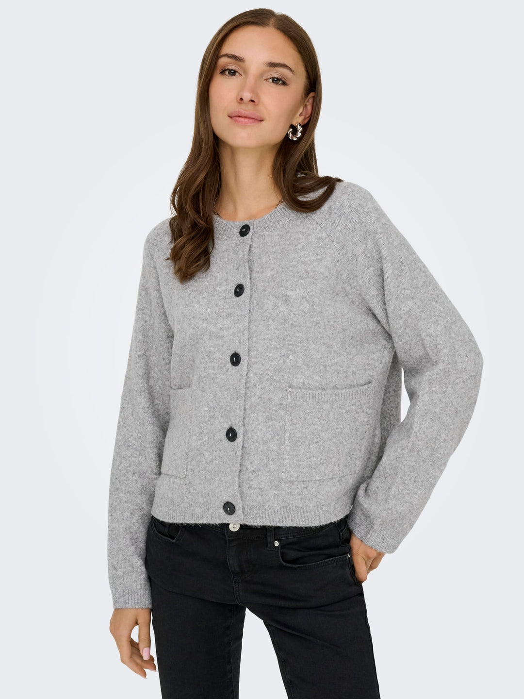 Only 15344118 Piemonte vest gebreid dames grijs melee