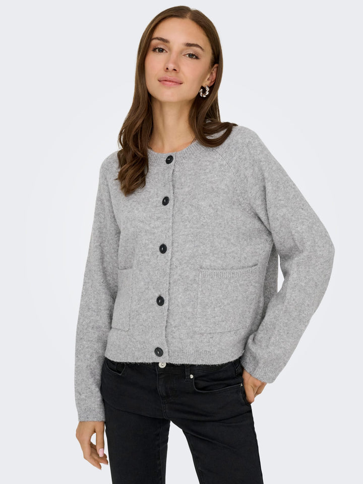 Only 15344118 Piemonte vest gebreid dames grijs melee