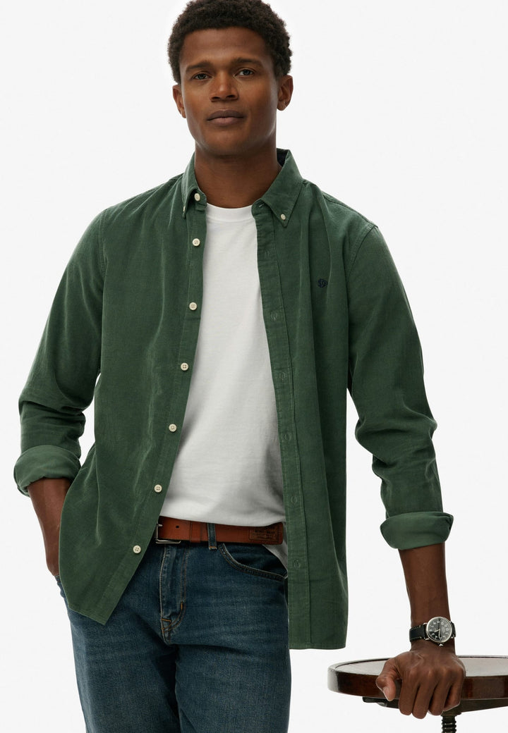 Superdry Classic Needle Cord Overhemd oud groen – heren