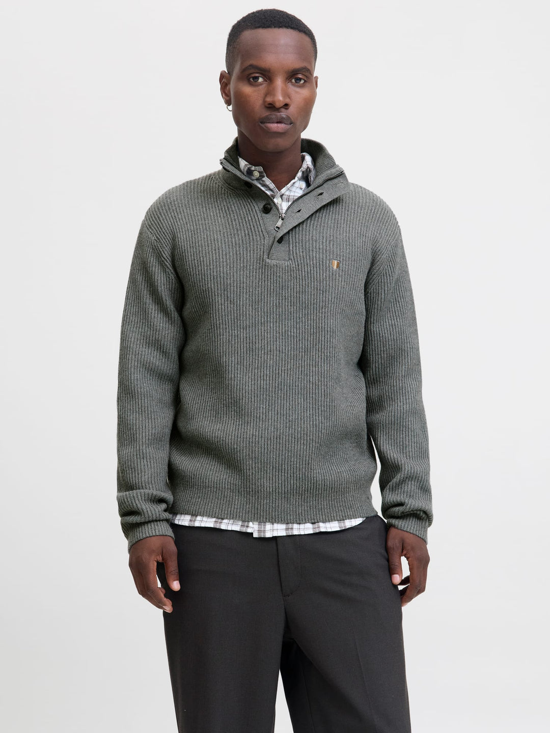 Jack & Jones JPRBLURICHARD KNIT HIGH NECK trui – heren - Grijs Melee