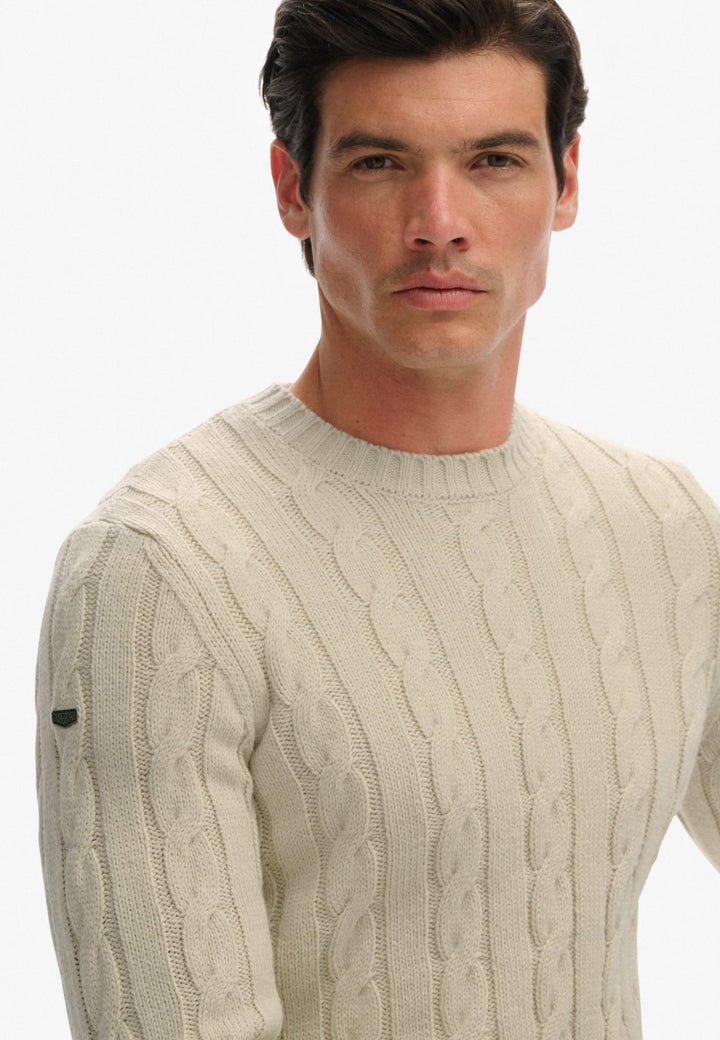 Superdry Jacob Kabelgebreide Trui ecru – heren