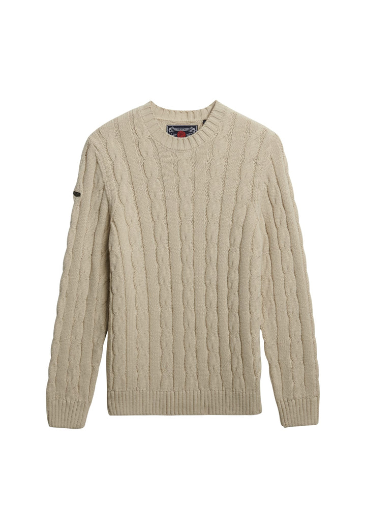 Superdry Jacob Kabelgebreide Trui ecru – heren
