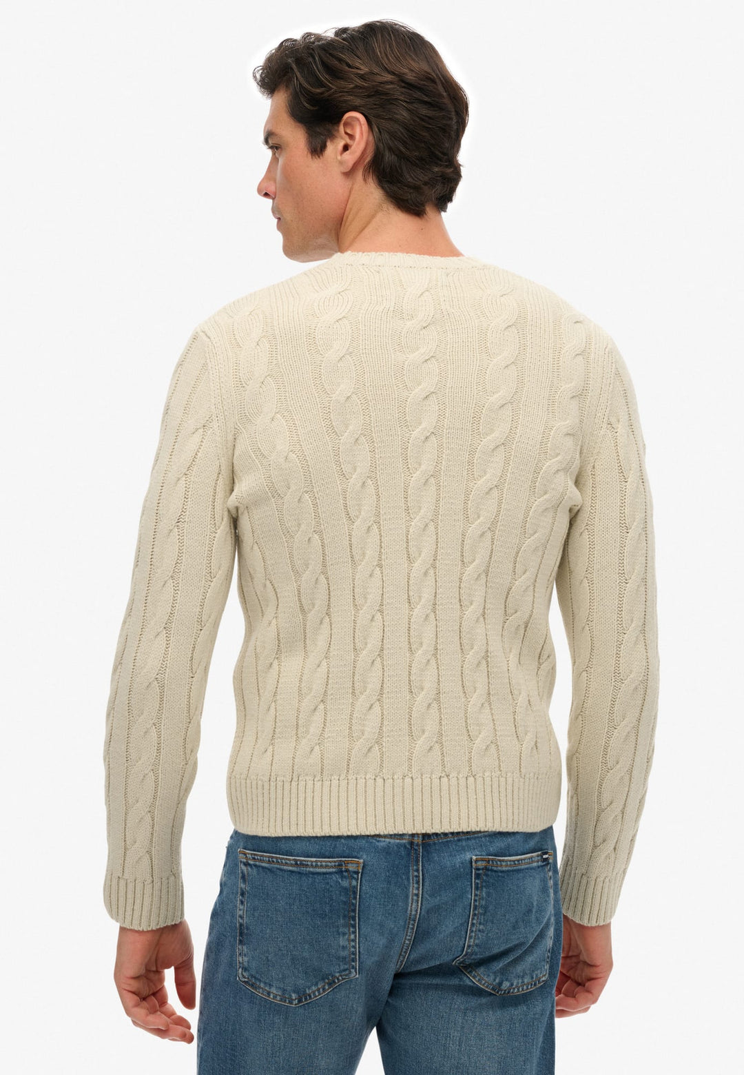 Superdry Jacob Kabelgebreide Trui ecru – heren