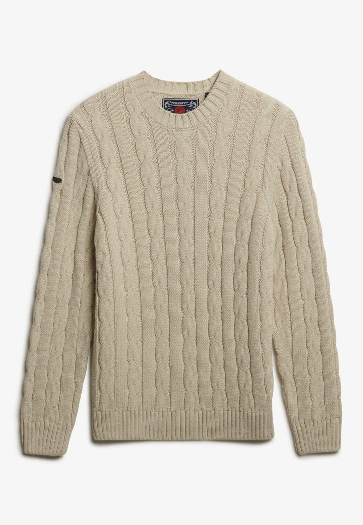 Superdry Jacob Kabelgebreide Trui ecru – heren