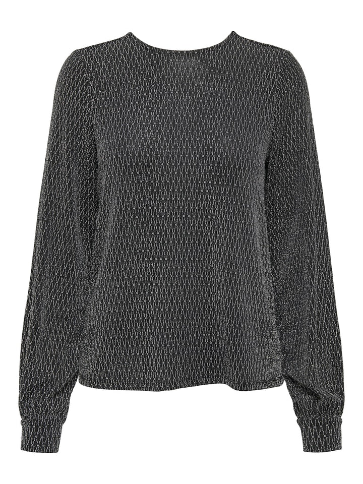 Only ONLCAROL L/S GLITTER BOW TOP BOX JRS – dames blouse - Zwart Dessin