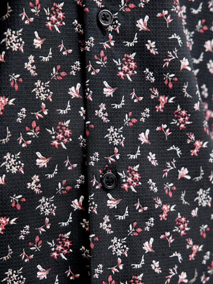 Jack & Jones JPRBLAYORK Print Dobby L/S Shirt – heren - Zwart Dessin
