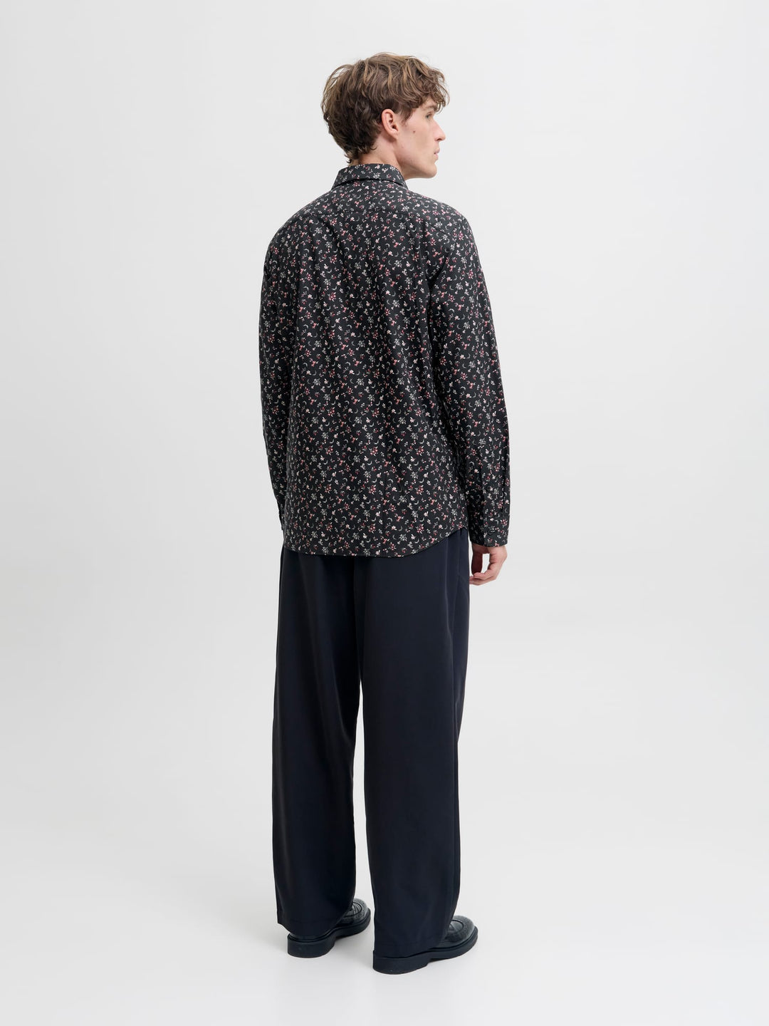 Jack & Jones JPRBLAYORK Print Dobby L/S Shirt – heren - Zwart Dessin