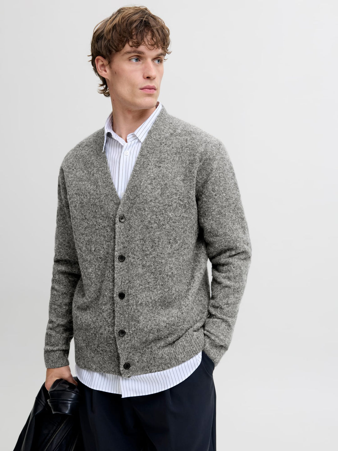 Jack & Jones JPRBLASIMON SOUFFLE KNIT CARDIGAN – heren vest - Grijs Melee