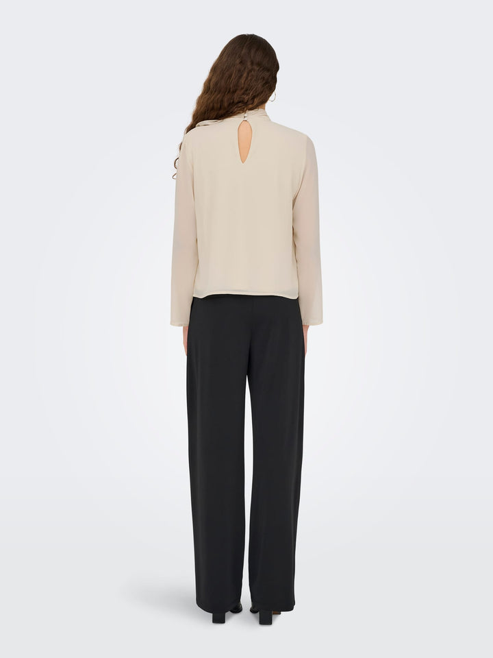 Jacqueline de Yong JDYNOMI L/S HIGH NECK ROSE TOP – dames top - Ecru