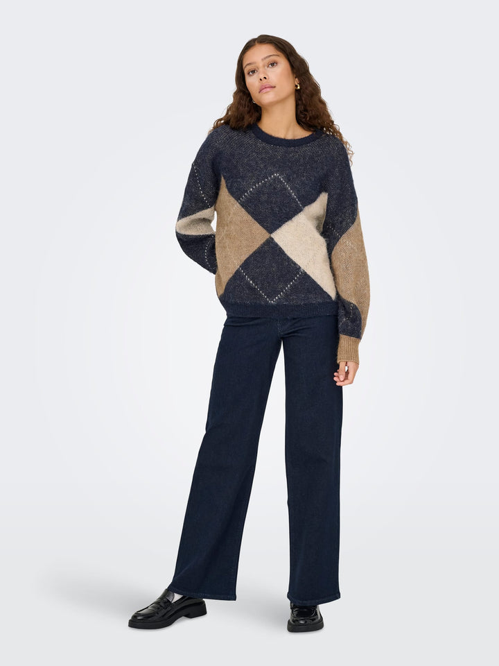 Only 15353226 Noeme trui dames blauw dessin